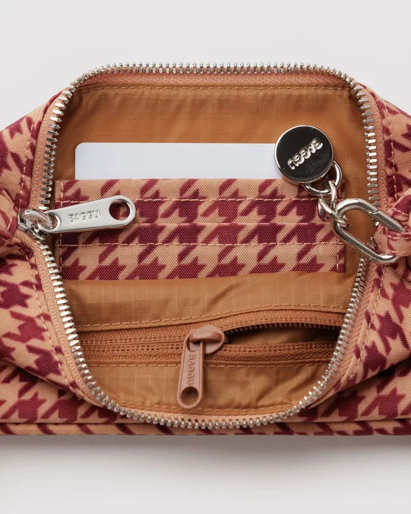 Nylon Pochette - Tan Houndstooth