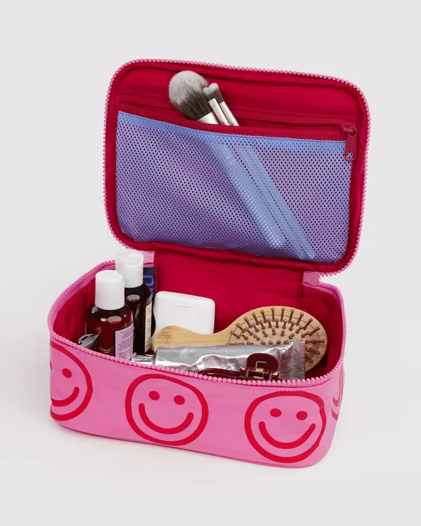 Small Cosmetic Case - Azalea Pink Happy - Material: heavyweight-nylon