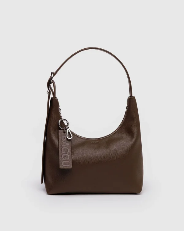 Mini Recycled Leather Shoulder Bag - Brown