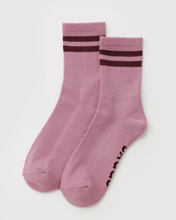 Ribbed Sock - Wild Plum Stripe - Size: OS