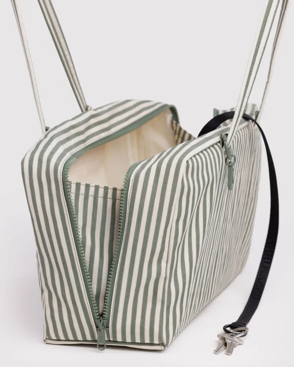 Medium Nylon Bowler Bag - Sage Stripe - Size: OS