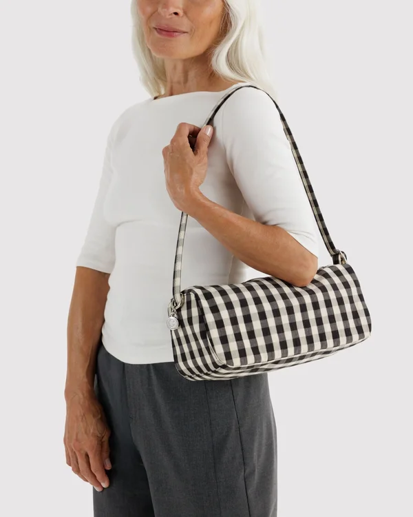 Nylon Loaf Bag - Black And Cream Gingham