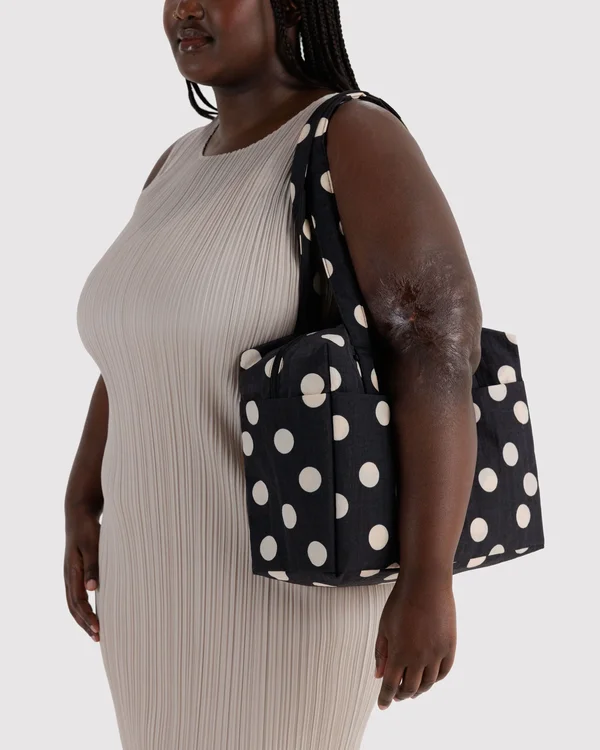 Everyday Cloud Bag - Black And Cream Polka Dot