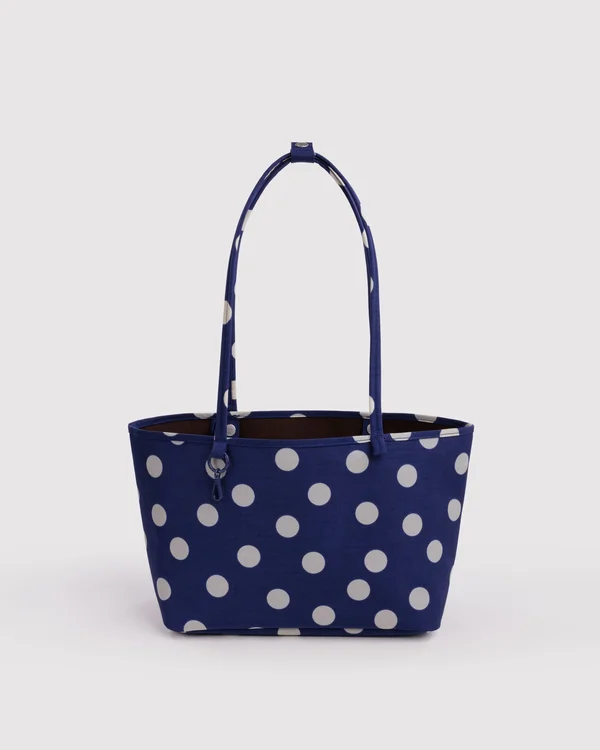Medium Nylon Reversible Tote - Navy Polka Dot Mix - Material: heavyweight-nylon