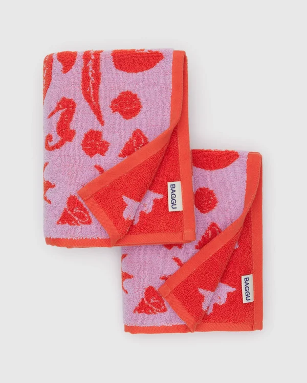 Hand Towel Set of 2 - Sea Shells - Material: organic-cotton