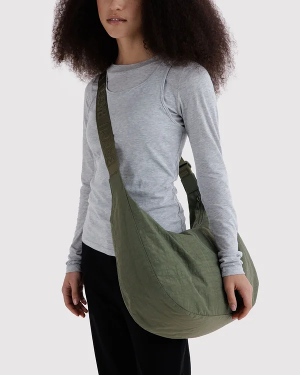 Large Nylon Crescent Bag - Caper - Material: heavyweight-nylon