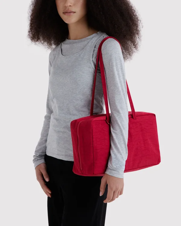 Medium Nylon Bowler Bag - Cherry - Material: heavyweight-nylon
