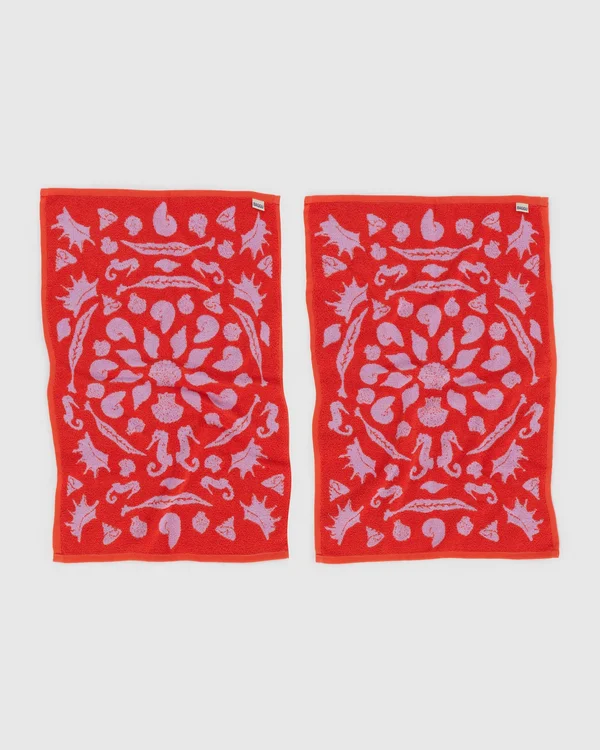 Hand Towel Set of 2 - Sea Shells - Material: organic-cotton