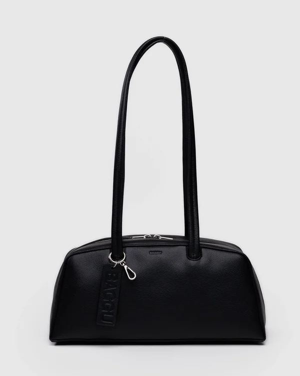 Recycled Leather Bowler Bag - Black