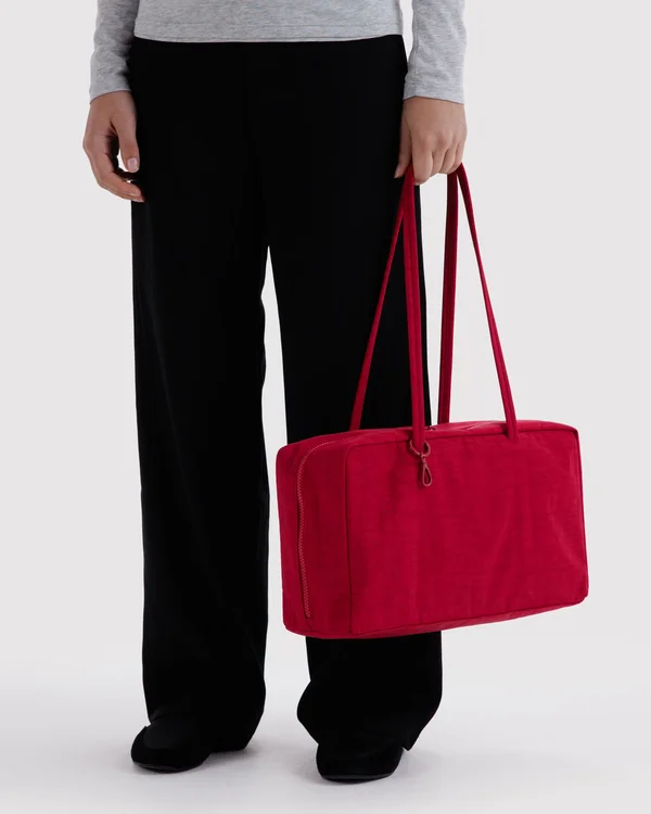 Medium Nylon Bowler Bag - Cherry - Material: heavyweight-nylon