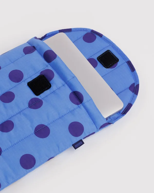 Puffy Laptop Sleeve 13"/14" - Blue Polka Dot - Material: ripstop-nylon