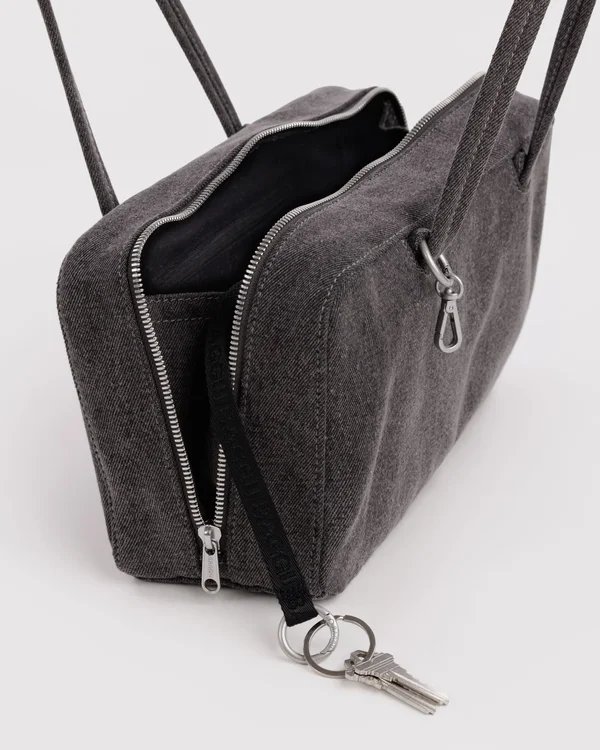Denim Bowler Bag - Washed Black Denim - Size: OS