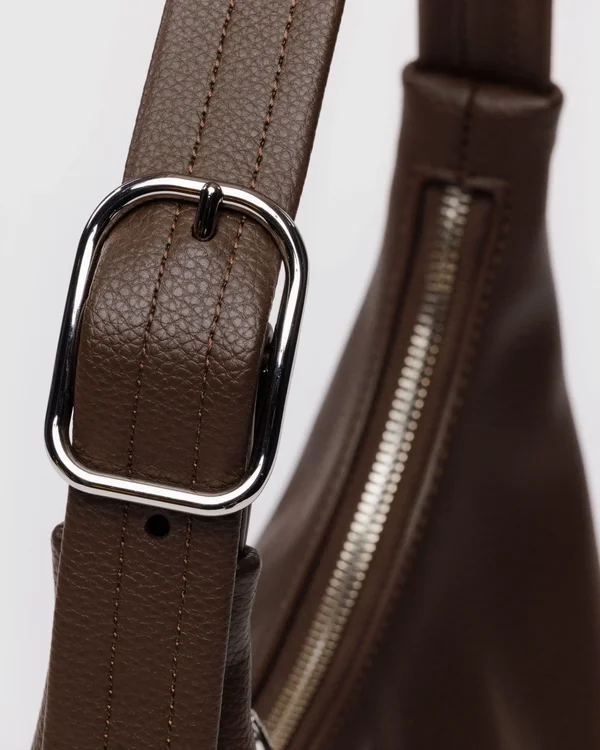 Mini Recycled Leather Shoulder Bag - Brown