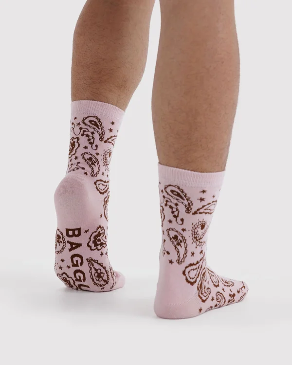 Crew Sock - Paisley Pink - Material: organic-cotton