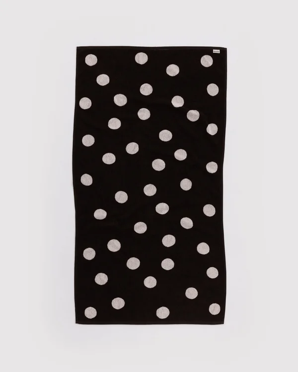 Bath Towel - Cream and Black Polka Dot