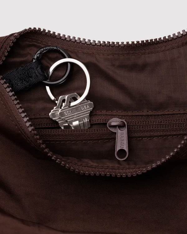 Small Nylon Crescent Bag - Coffee - Material: heavyweight-nylon